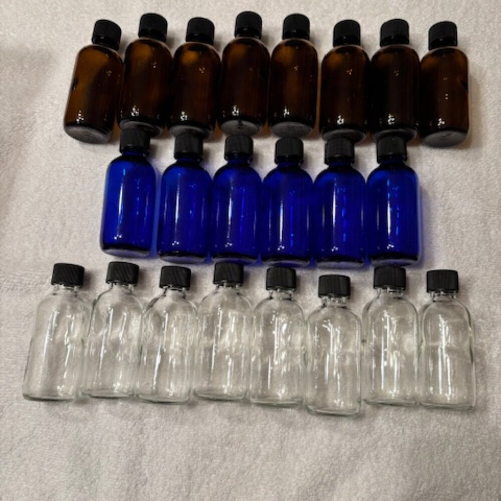 Set of 22 mini glass craft bottles